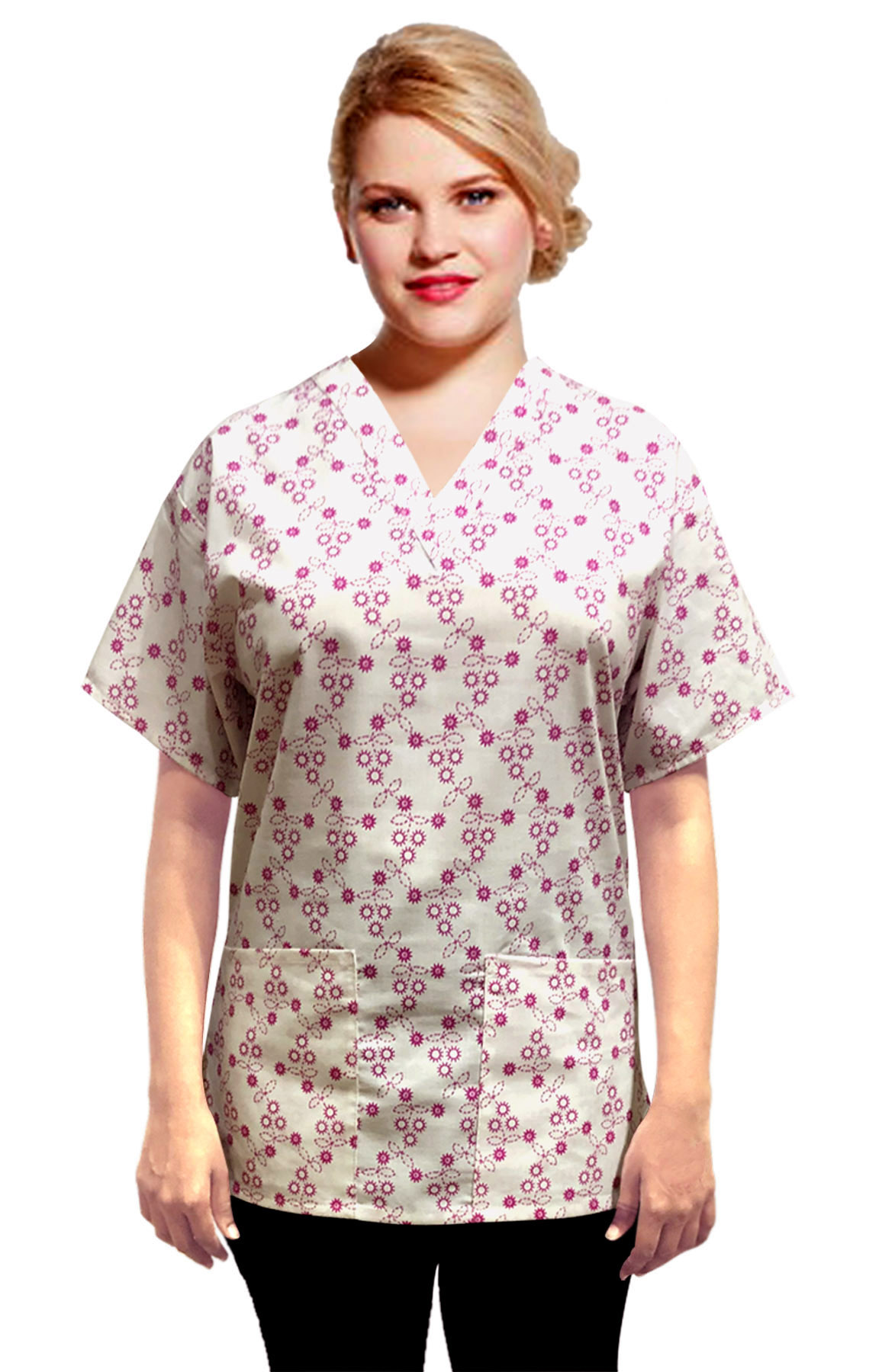 Printed scrub set 4 pocket ladies half 