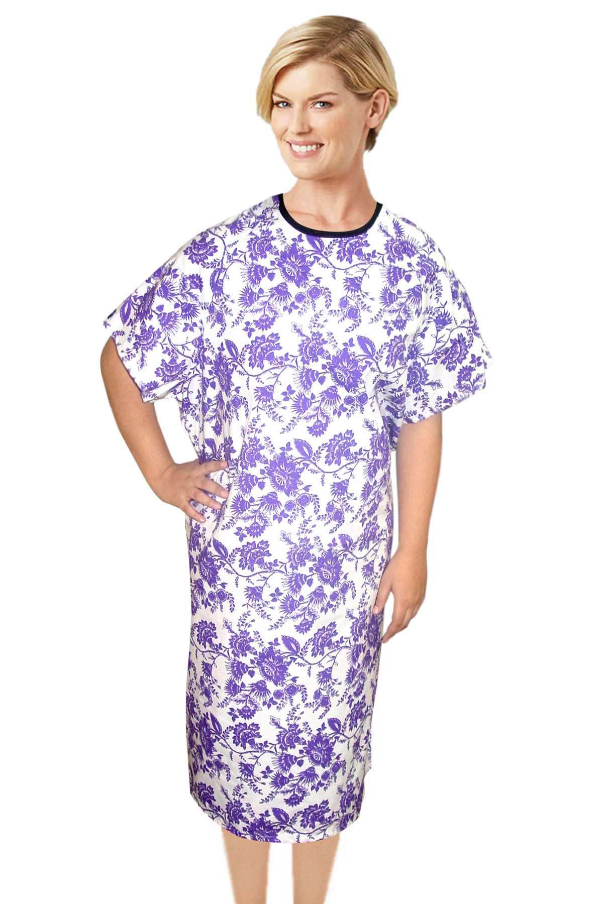 Patient gown half sleeve printed back open, tie-able  from two points In Multiple prints