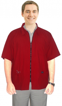 Microfiber barber jacket 3 pocket half sleeve with zipper