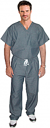 Denim scrub set 2 pocket normal half sleeve unisex solid (top 1 pocket with bottom 1 pocket)